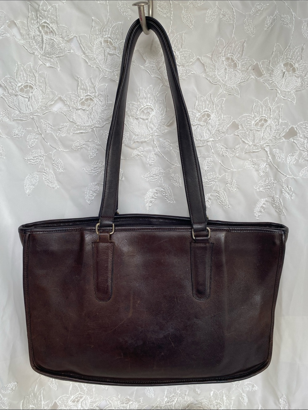 Vintage Coach Women's Dark Brown Leather Tote with Double Shoulder Straps - Picture 2 of 5